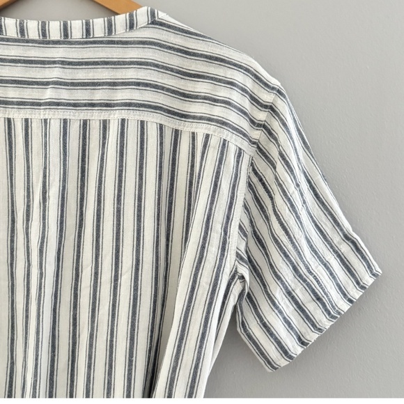 Tularosa Maddy Wrap Dress Cotton Stripe Navy Blue White Short Sleeve Size Medium - Picture 6 of 13